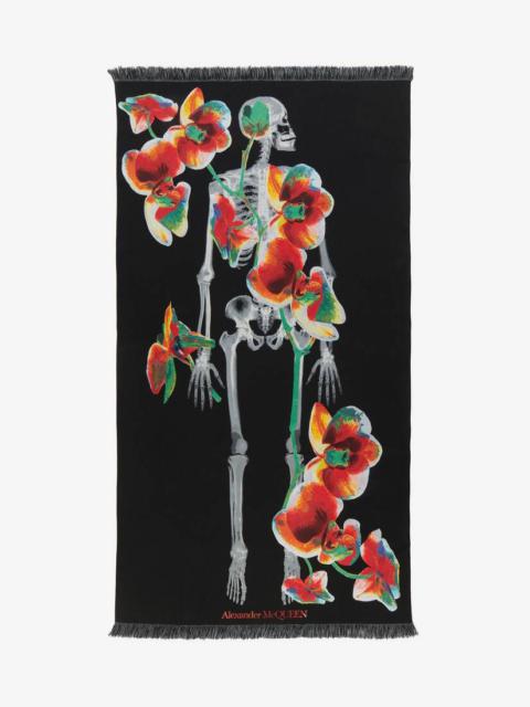 Women's Orchid Skeleton Stole in Black/red