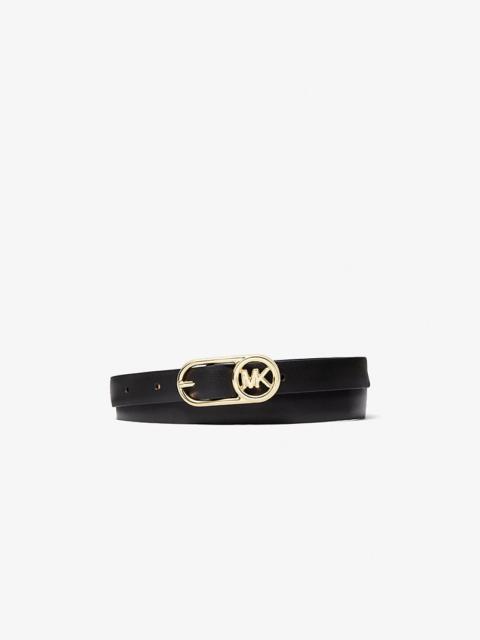 Logo Buckle Leather Belt