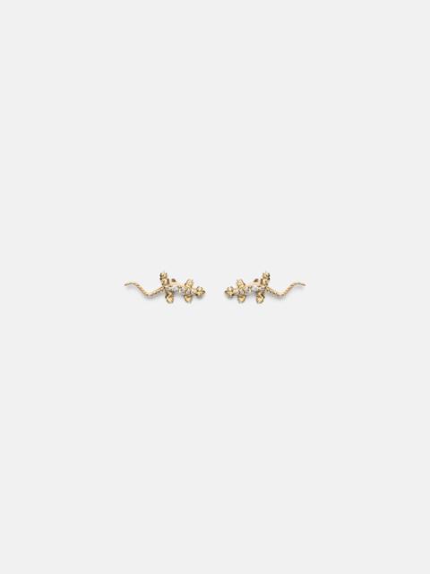 Lizard 14kt gold (585/1000) stud earrings with diamonds