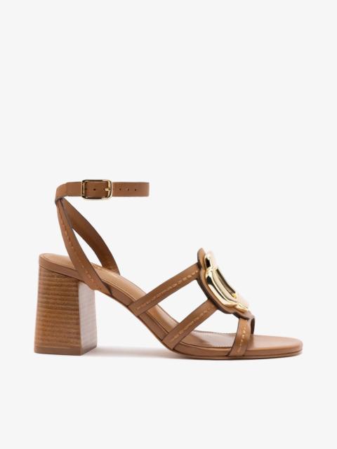 Margherita Block Sandal Caramel Leather