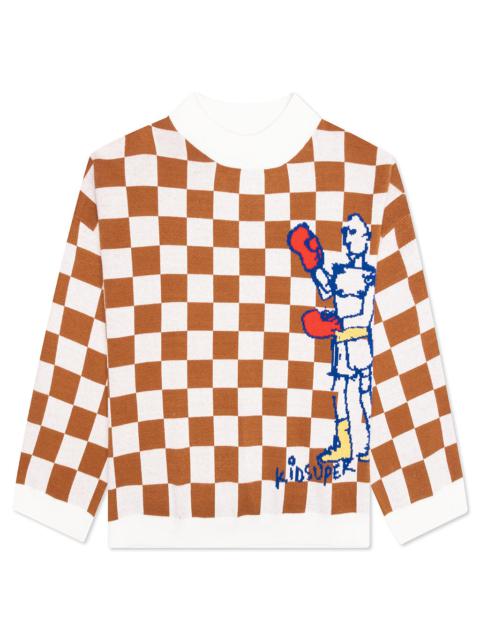 CHECKERED SWEATER - BURNT ORANGE