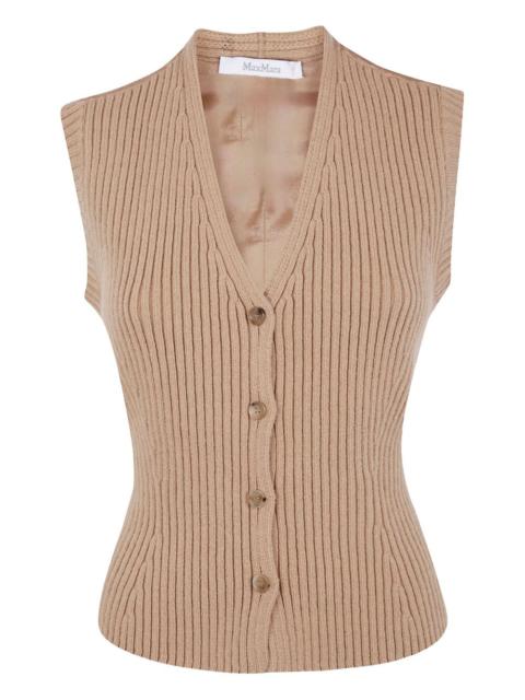 V-neck ribbed-knit vest