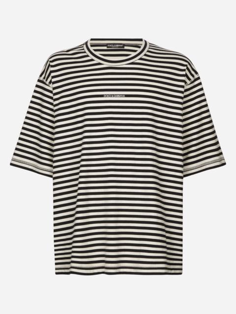 Striped short-sleeved T-shirt with logo