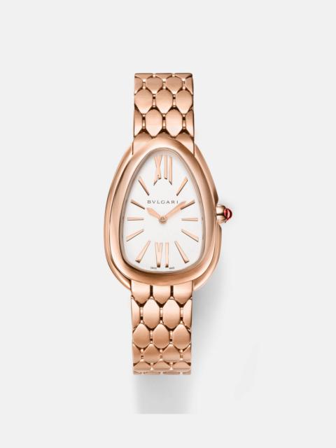 Serpenti Seduttori 33mm rose gold watch with rubellite and quartz