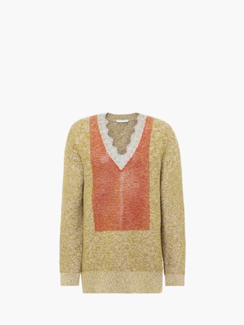 V-NECK LACE TRIM SWEATER