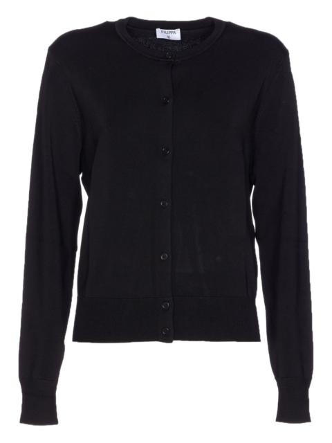 button-front crew-neck cardigan