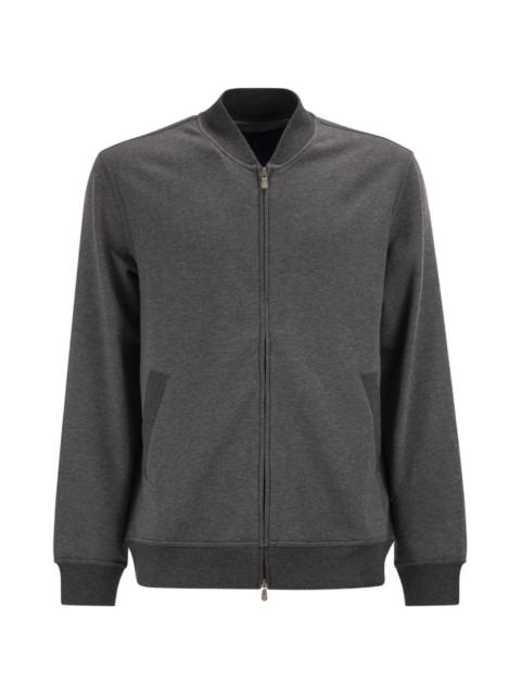 zip ribbed-knit sweatshirt