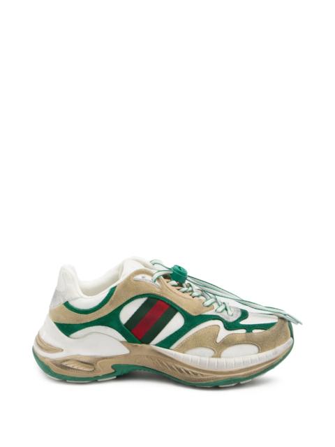 Gucci Drawstring Stripe Leather Sneakers