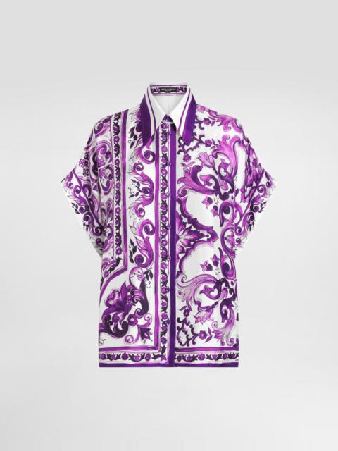 Majolica-print twill shirt