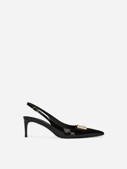Polished calfskin slingbacks