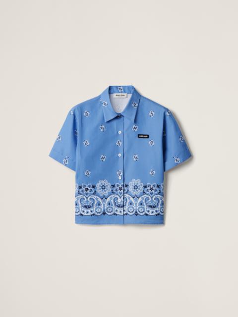 Printed slubbed poplin shirt