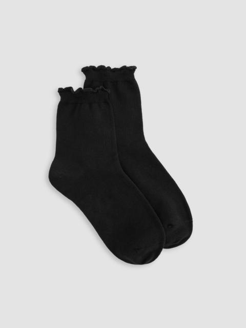 Cotton Rib Scallop Edge Short Crew Sock