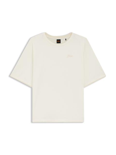 MESH-INSERT T-SHIRT IN COTTON JERSEY