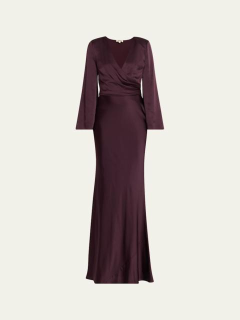 Manon Surplice Satin Maxi Dress