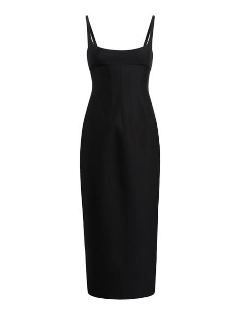 Lottle Scoop-Neck Silk-Wool Faille Maxi Dress black
