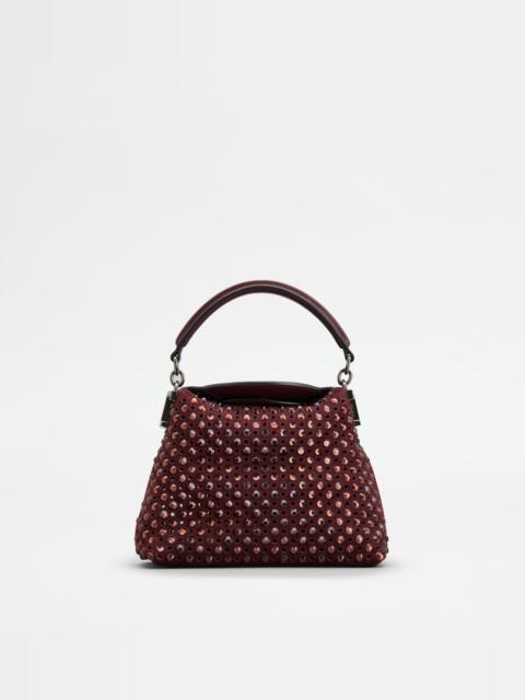 TOD'S T CASE TOTE MESSENGER BAG IN SUEDE MICRO - BURGUNDY