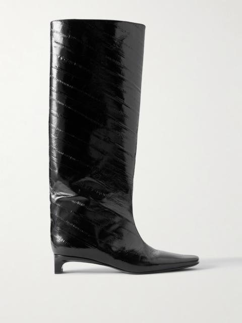 Joan Eel-effect Patent Leather Knee Boots
