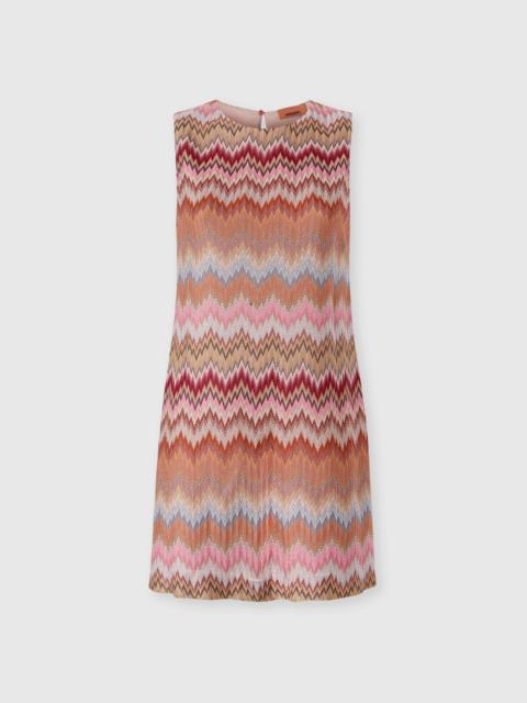 Sleeveless Viscose Chevron Mini Dress