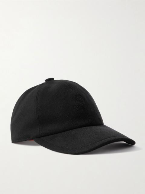 Embroidered cashmere-felt baseball cap Black