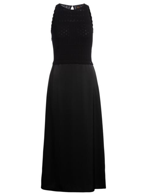 KNITTED DRESS WITH CONTRAST-FABRIC SKIRT