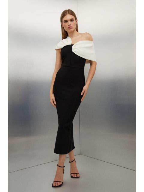 Figure Form Bandage Asymmetric Strap Knit Midi Dress