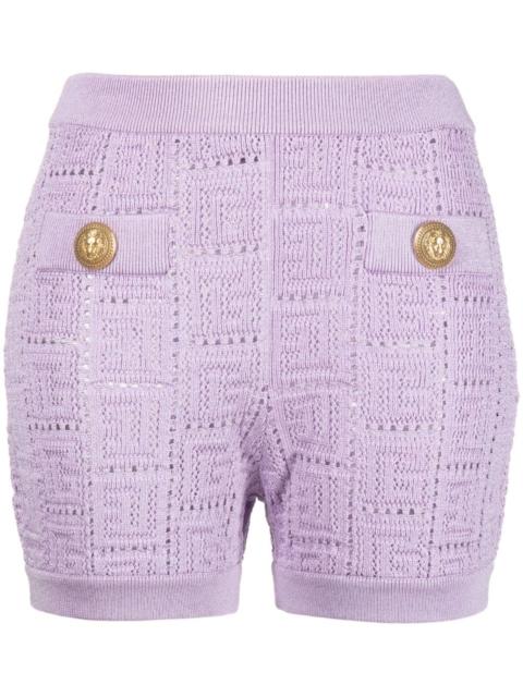 monogram mesh knitted shorts