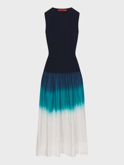 Novo Knit Combo Dress in Macadamia/Blue Dip Dye