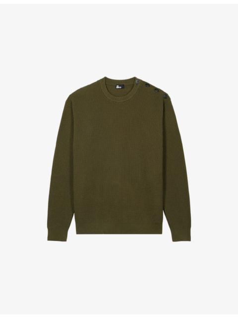 Waffle-Texture Knitted Cotton Jumper