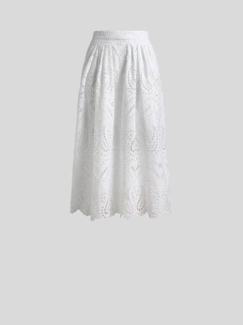 BRODERIE ANGLAISE LACE MIDI SKIRT WITH PAISLEYS AND HEARTS