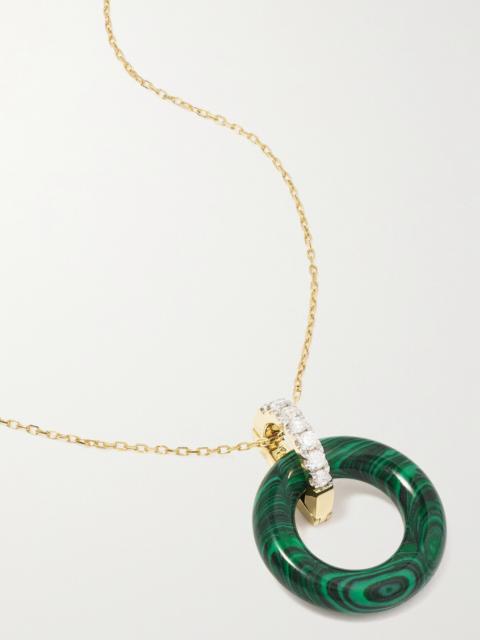 Donut 14-karat Gold, Malachite And Diamond Necklace