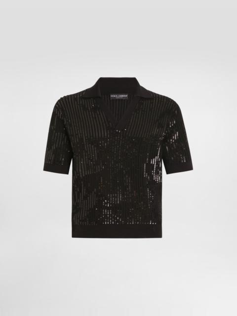 Wool and silk polo shirt