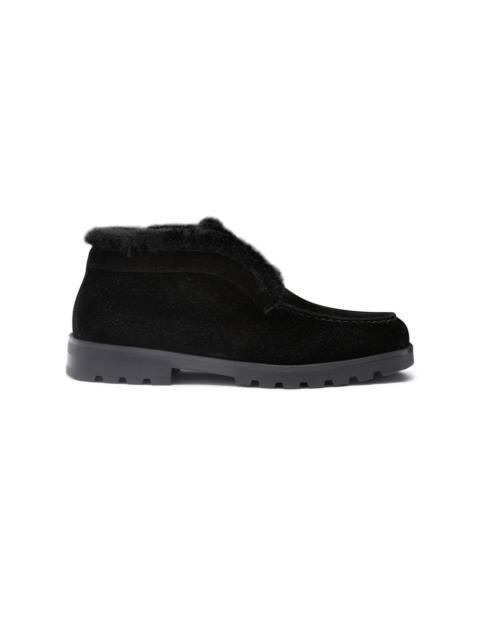 Women’s black suede desert boot with fur