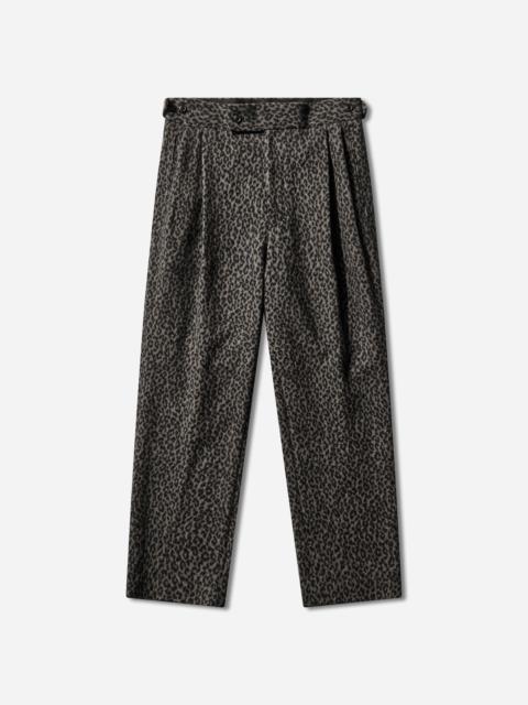 Men's Leopard Jacquard Side Tab Tucked Trousers Charcoal