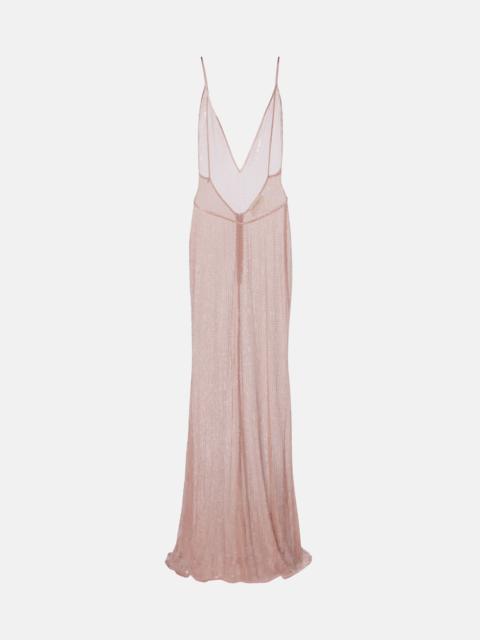 Claudie sequined sheer maxi dress