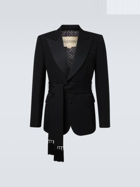 Belted virgin wool blazer