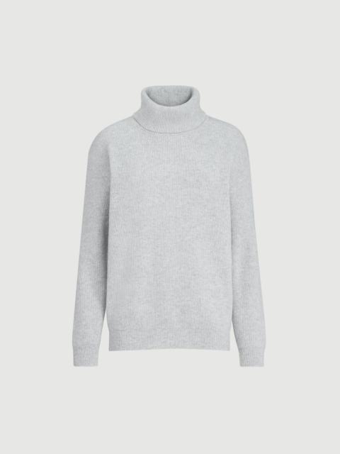 Cashmere English rib turtleneck sweater with monili
