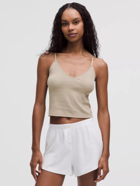Cotton Pointelle Cropped Cami Tank Top