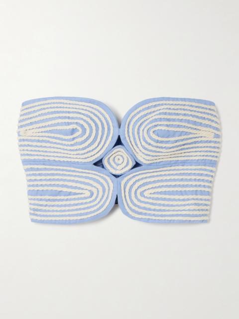 Baia Cutout Embroidered Linen Bustier Top