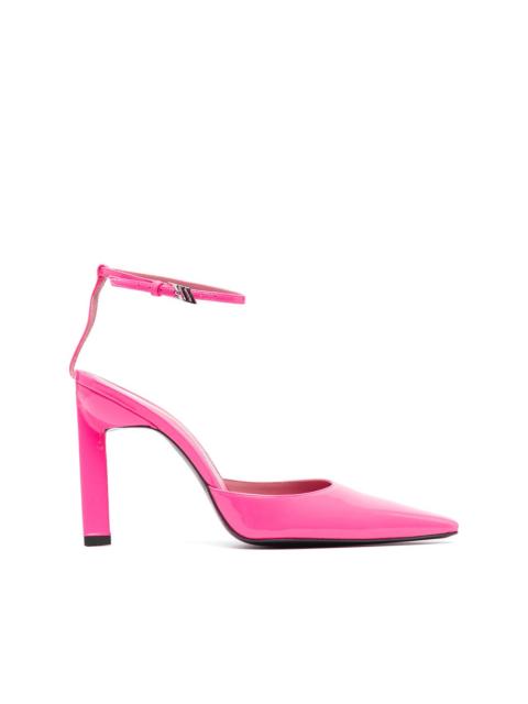 Amber ankle-strap pumps