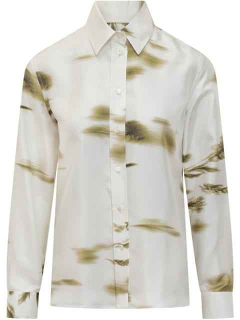 blossom-print long-sleeve shirt