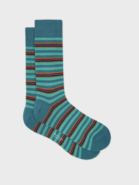 Turquoise 'Artist Stripe' Placement Socks