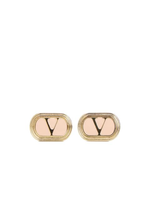 oval-frame logo earrings