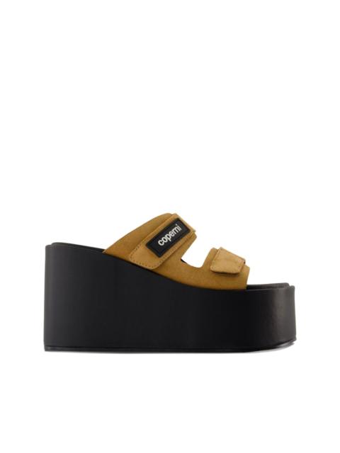 100mm platform suede sandals