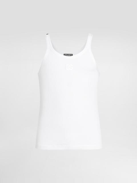 Cotton tank top with embroidery