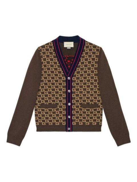 Gucci Square G Tiger Knit Cardigan 'Brown' 522543-X9U22-2097