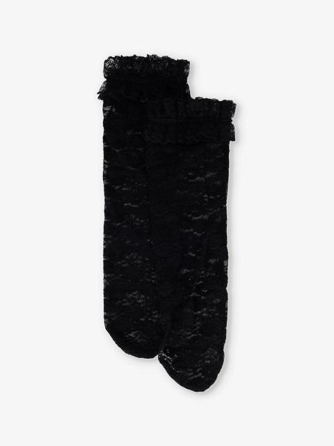 Floral-Patterned Lace Socks