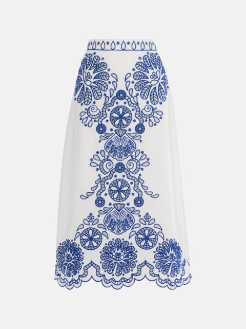 Printed cotton midi skirt