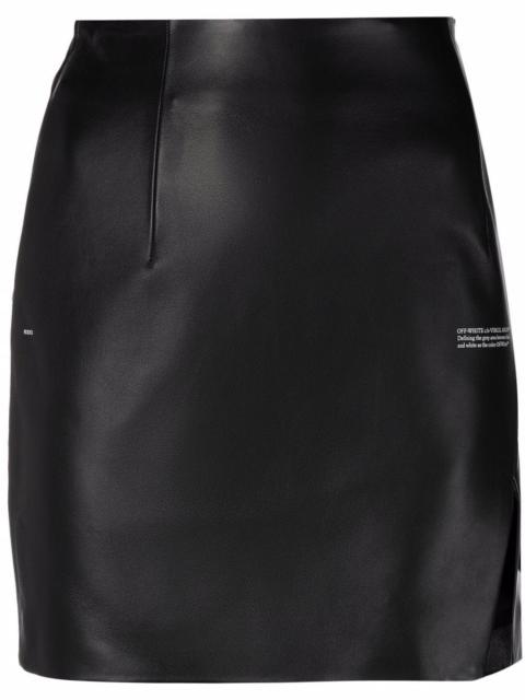 slit-detail high-waisted leather skirt
