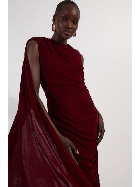 Premium Slinky Crepe Scarf Detail Maxi Dress