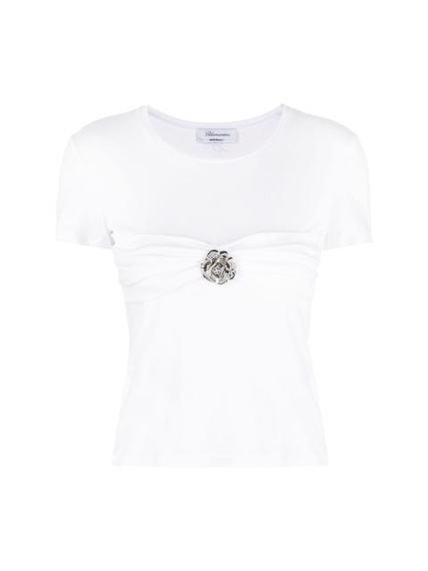 rose-brooch cotton T-shirt